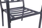 Set of Two Dark Gray Aluminum Outdoor Stacking Dining Chairs with Beige Cushion