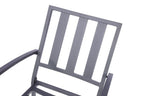 Set of Two Dark Gray Aluminum Outdoor Stacking Dining Chairs with Beige Cushion