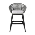 43" Light Gray Solid Wood Low back Outdoor Bar Height chair with Footrest