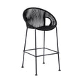 40" Black Metal Low back Outdoor Counter Height Bar chair with Footrest