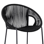 40" Black Metal Low back Outdoor Counter Height Bar chair with Footrest