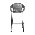 40" Light Gray Metal Low back Outdoor Counter Height Bar chair with Footrest
