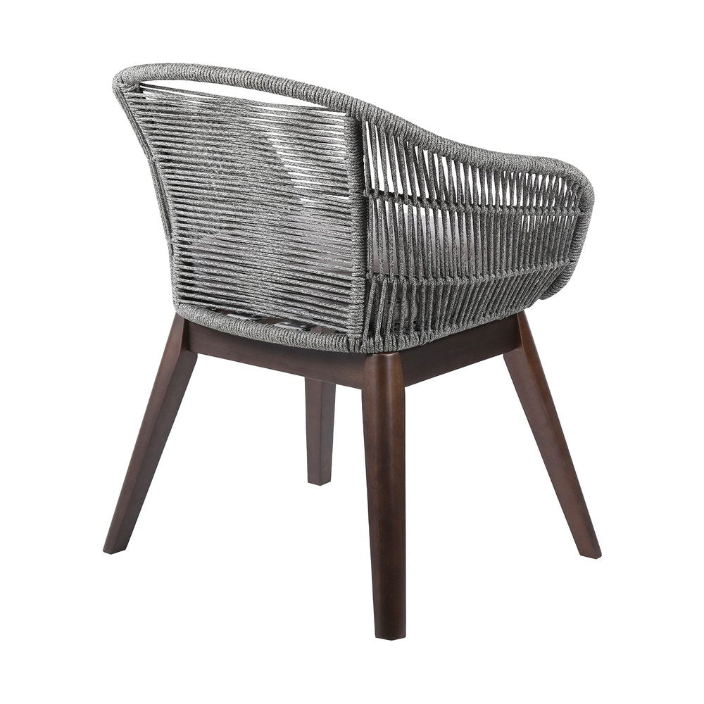 27" Gray Solid Wood Outdoor Dining Chair with Gray Cushion