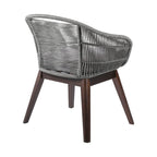 27" Gray Solid Wood Outdoor Dining Chair with Gray Cushion