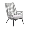 26" Gray and Black Steel Indoor Outdoor Dining Chair with Gray Cushion