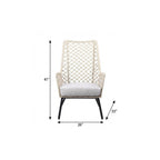 26" Gray Metal Outdoor Dining Chair with Gray Cushion
