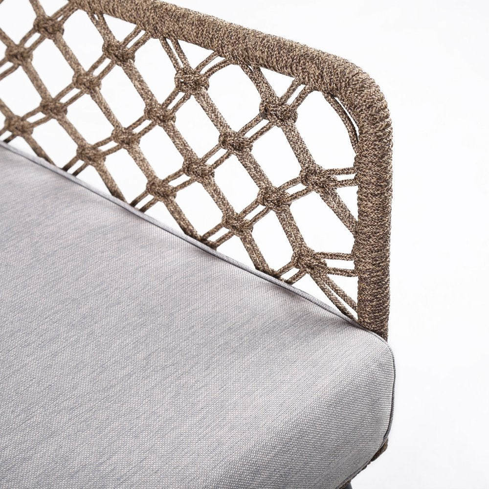 26" Gray Metal Outdoor Arm Chair with Gray Cushion