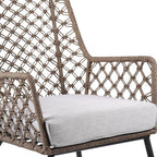 26" Gray Metal Outdoor Arm Chair with Gray Cushion