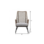 26" Gray Metal Outdoor Arm Chair with Gray Cushion
