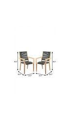 Set of Two 23" Charcoal and Natural Wood Solid Wood Outdoor Arm Chair