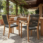Set of Two 23" Charcoal and Natural Wood Solid Wood Outdoor Arm Chair