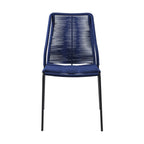 Set of Two 22" Blue Metal Outdoor Dining Chair