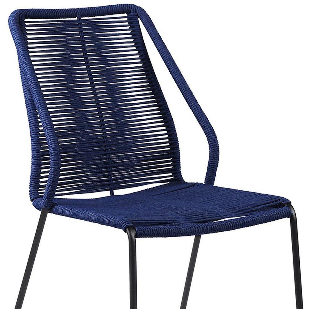 Set of Two 22" Blue Metal Outdoor Dining Chair