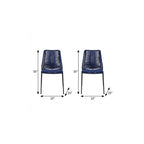 Set of Two 22" Blue Metal Outdoor Dining Chair