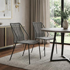 Set of Two 22" Gray Metal Outdoor Dining Chair