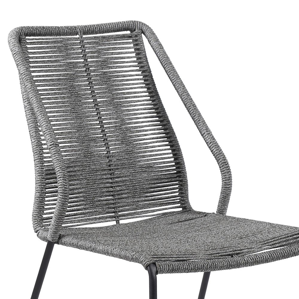 Set of Two 22" Gray Metal Outdoor Dining Chair