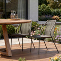 Set of Two 22" Gray Metal Outdoor Dining Chair