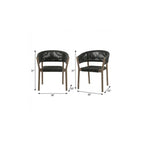 Set of Two 26" Black and Natural Wood Solid Wood Outdoor Dining Chair