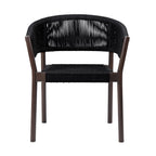 Set of Two 26" Black Solid Wood Outdoor Dining Chair