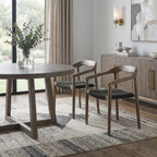 Set of Two 22" Black and Natural Wood Solid Wood Outdoor Dining Chairs