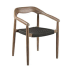 Set of Two 22" Black and Natural Wood Solid Wood Outdoor Dining Chairs