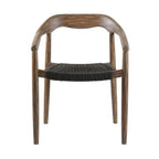 Set of Two 22" Black and Natural Wood Solid Wood Outdoor Dining Chairs