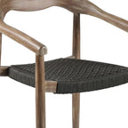 Set of Two 22" Black and Natural Wood Solid Wood Outdoor Dining Chairs