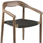 Set of Two 22" Black and Natural Wood Solid Wood Outdoor Dining Chairs