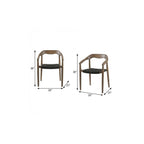 Set of Two 22" Black and Natural Wood Solid Wood Outdoor Dining Chairs