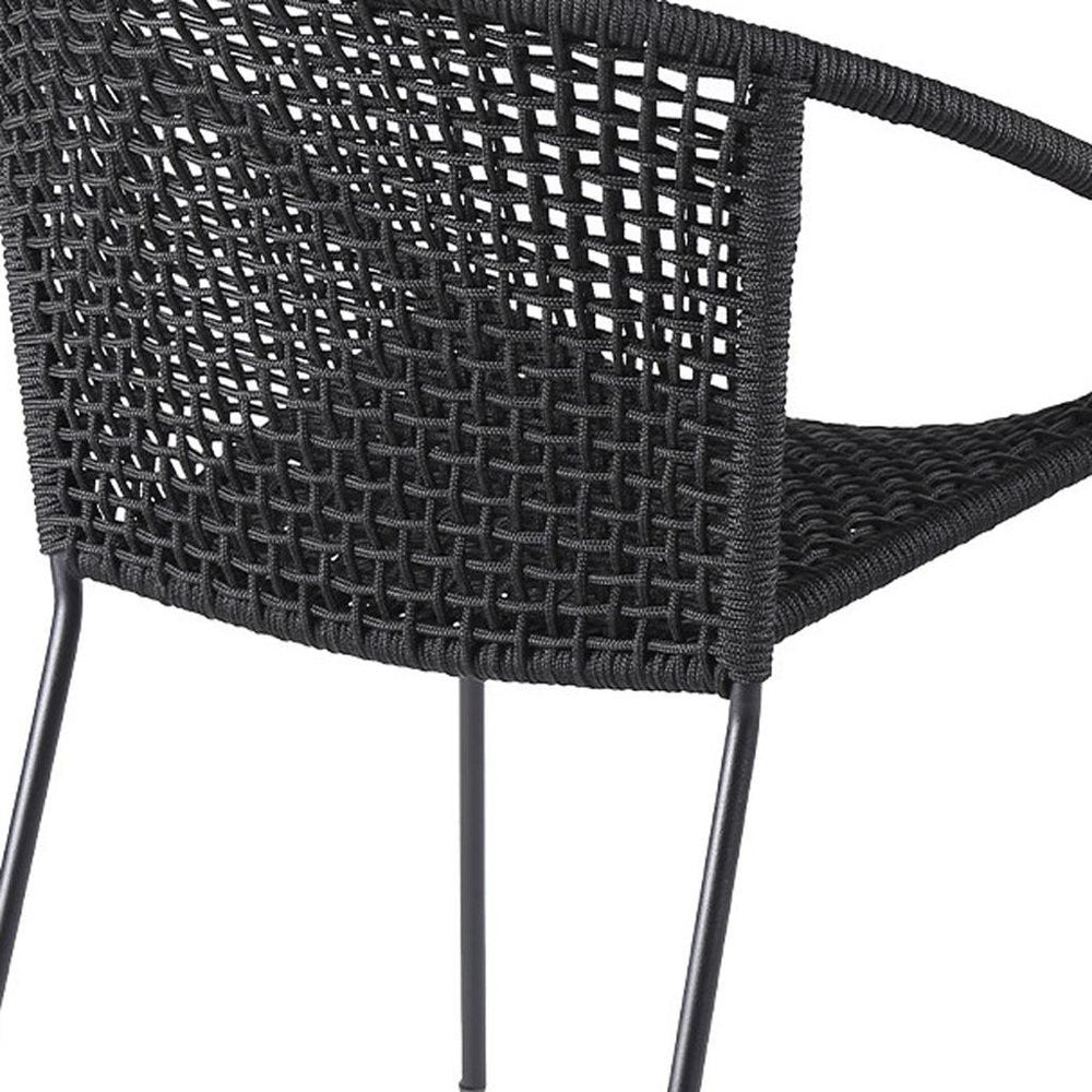Set of Two 25" Black Metal Outdoor Dining Chair