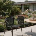 Set of Two 25" Black Metal Outdoor Dining Chair