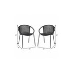 Set of Two 25" Black Metal Outdoor Dining Chair