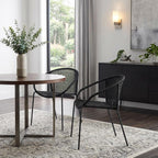 Set of Two 25" Black Metal Outdoor Dining Chair