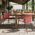 Set of Two 25" Red Metal Outdoor Dining Chair