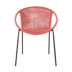 Set of Two 25" Red Metal Outdoor Dining Chair