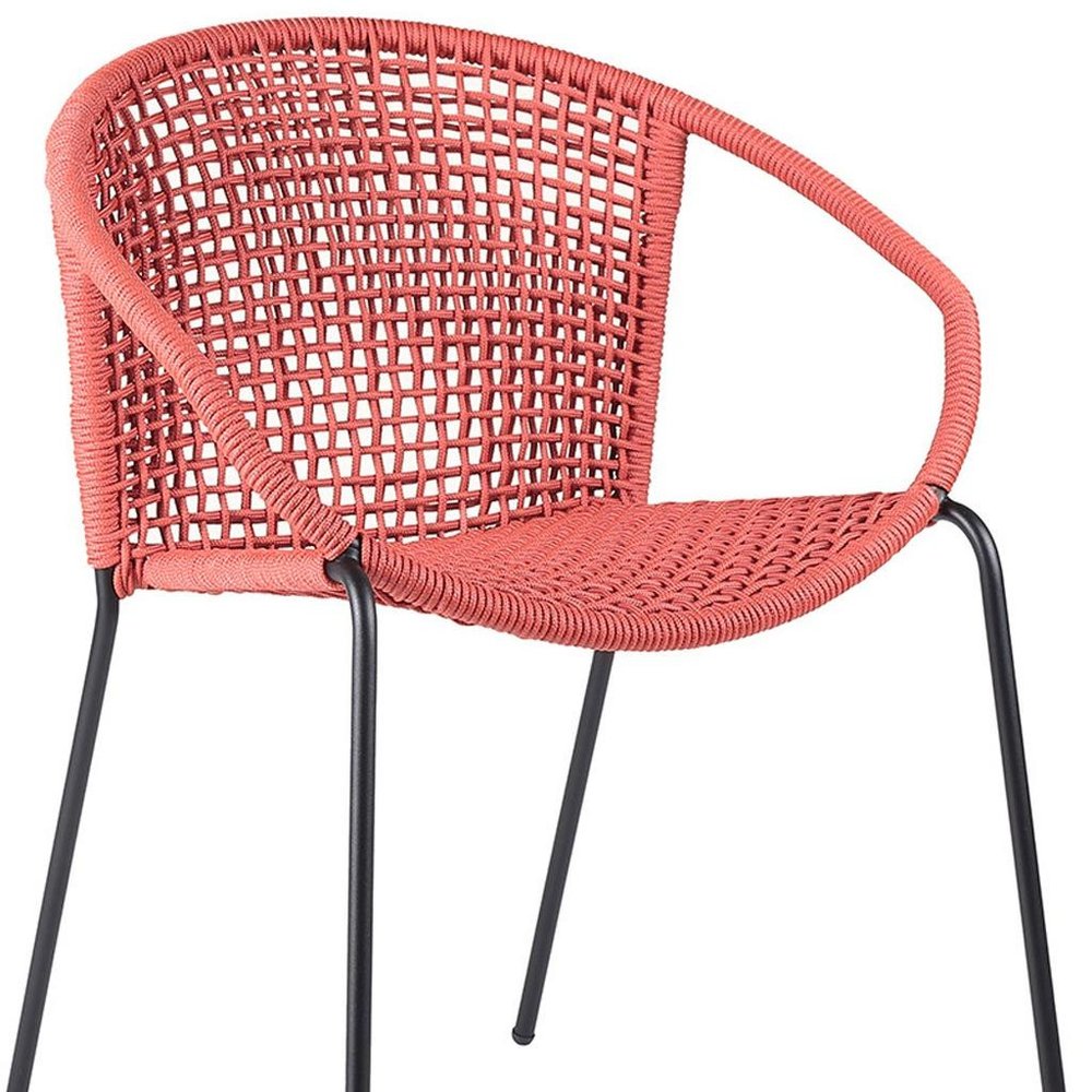 Set of Two 25" Red Metal Outdoor Dining Chair