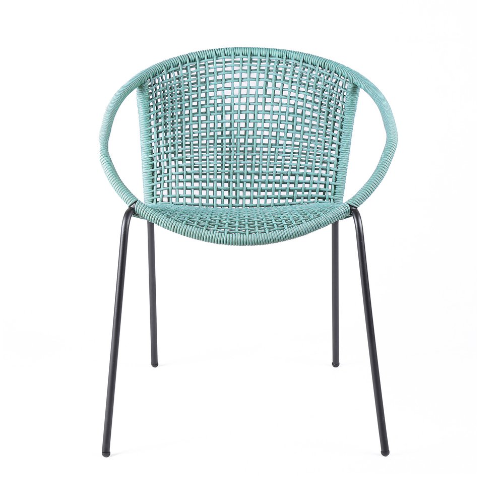 Set of Two 25" Green Metal Outdoor Dining Chair