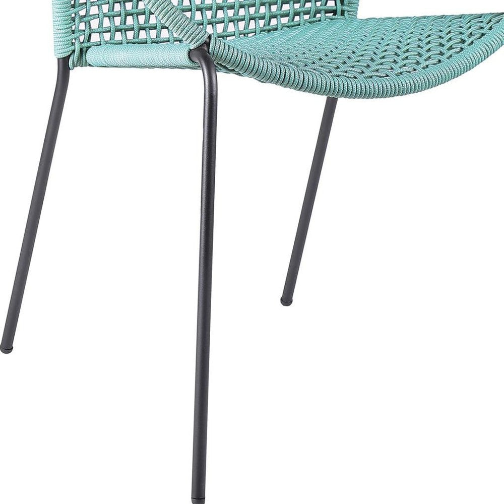 Set of Two 25" Green Metal Outdoor Dining Chair