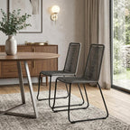 Set of Two 23" Gray Metal Outdoor Dining Chair