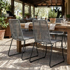 Set of Two 23" Gray Metal Outdoor Dining Chair