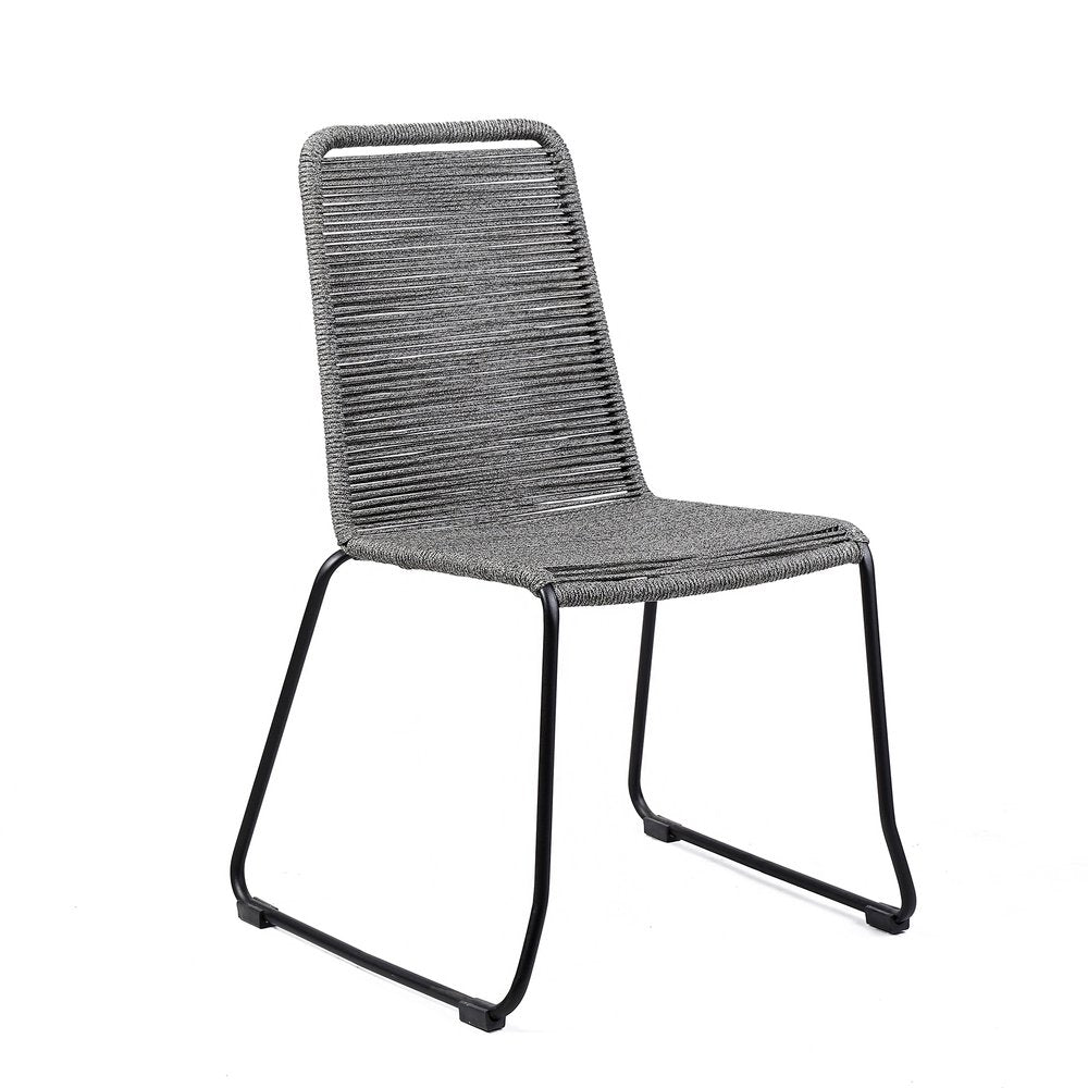 Set of Two 23" Gray Metal Outdoor Dining Chair
