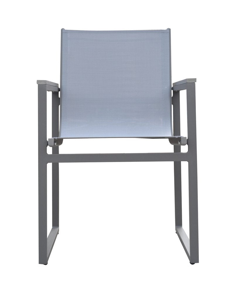 Set of Two 22" Light Gray Metal Outdoor Dining Chair