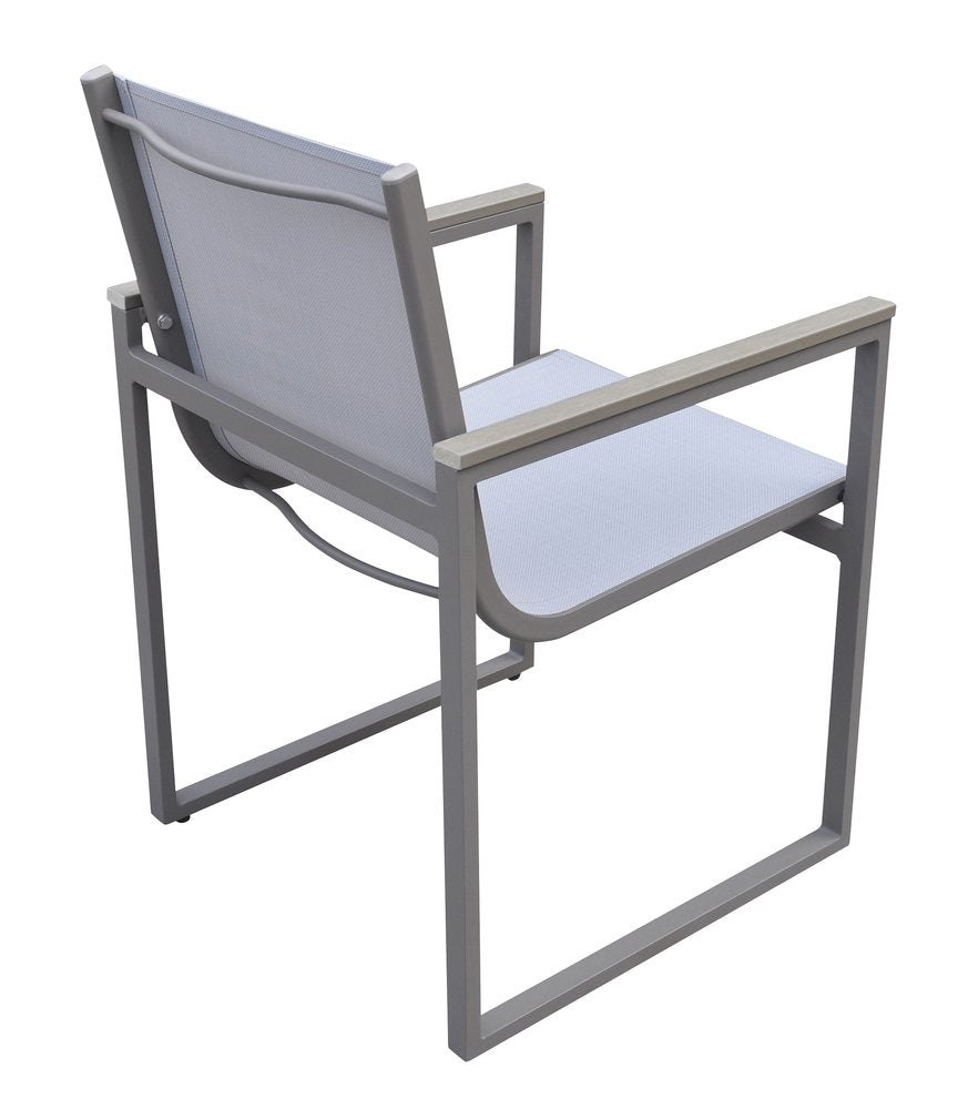 Set of Two 22" Light Gray Metal Outdoor Dining Chair