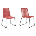 Set of Two 23" Red Metal Outdoor Dining Chair