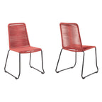 Set of Two 23" Red Metal Outdoor Dining Chair