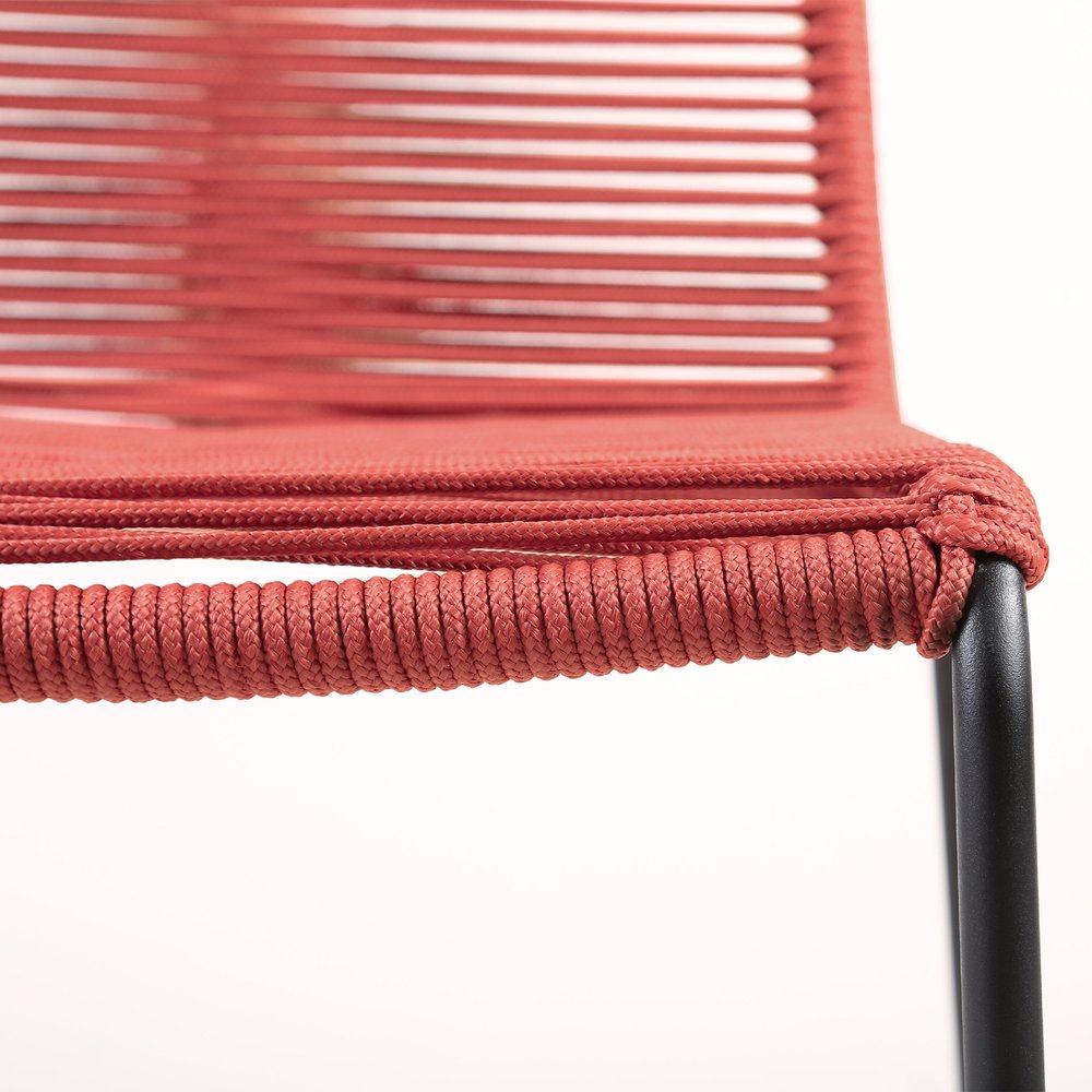 Set of Two 23" Red Metal Outdoor Dining Chair