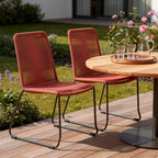 Set of Two 23" Red Metal Outdoor Dining Chair