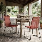 Set of Two 23" Red Metal Outdoor Dining Chair
