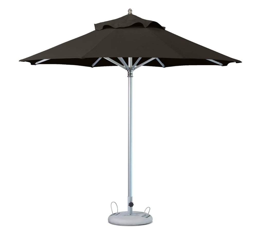 102" Black Polyester Round Market Patio Umbrella with Stand