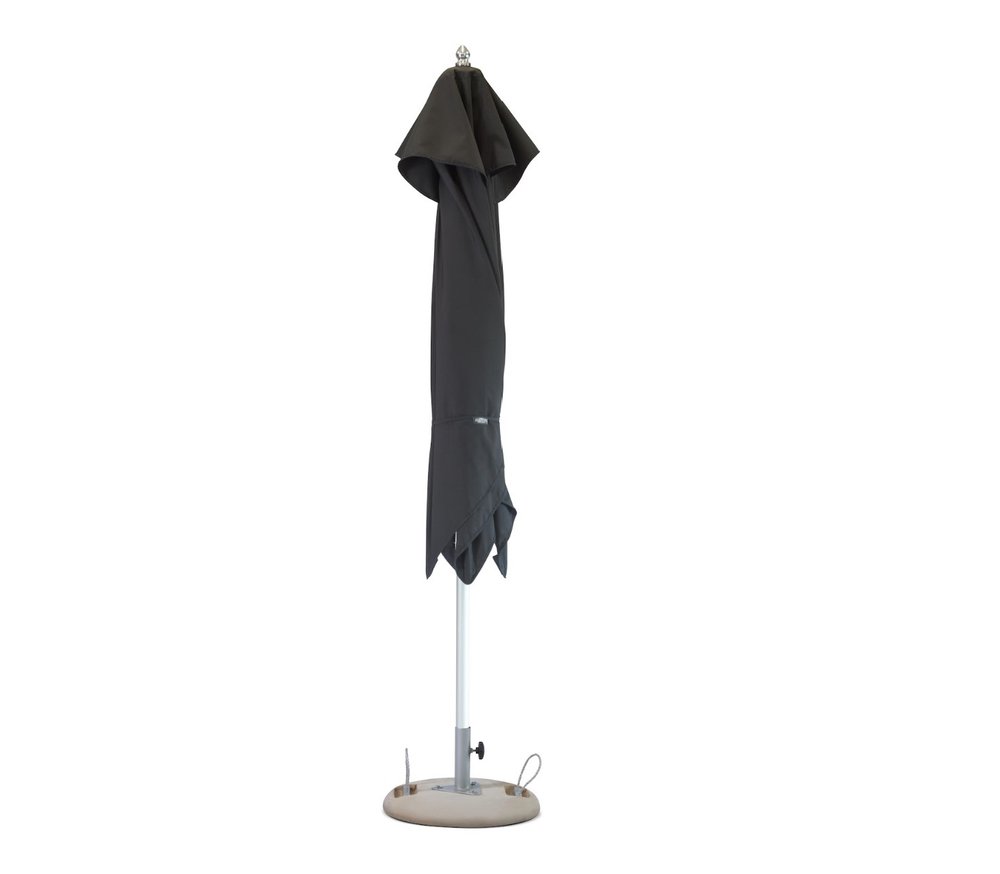 102" Black Polyester Round Market Patio Umbrella with Stand